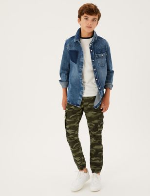 

Boys M&S Collection Pure Cotton Camouflage Cargo Joggers (6-16 Yrs) - Green Mix, Green Mix