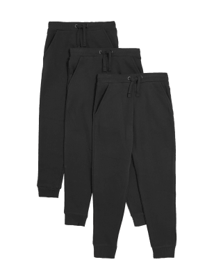 

M&S Collection 3er-Pack Jogginghosen mit hohem Baumwollanteil (6-16 J.) - Black, Black