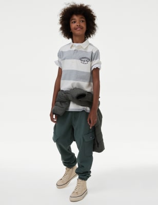 

Boys M&S Collection Cotton Rich Cuffed Cargo Trousers (6-16 Yrs) - Dark Sage, Dark Sage