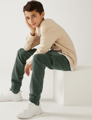 

Boys M&S Collection Cotton Rich Woven Cargo Trousers (6-16 Yrs) - Dark Sage, Dark Sage