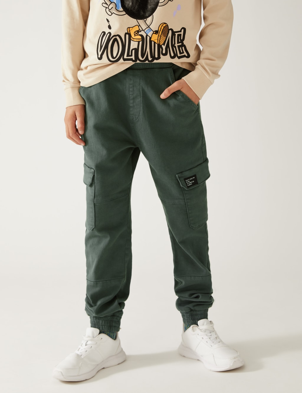 Cotton Rich Woven Cargo Trousers (6-16 Yrs) image 3