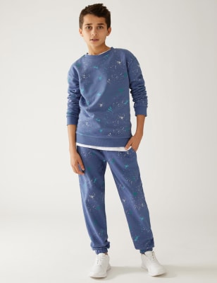 

Boys M&S Collection Cotton Rich Paint Splat Joggers (6-16 Yrs) - Mid Blue, Mid Blue
