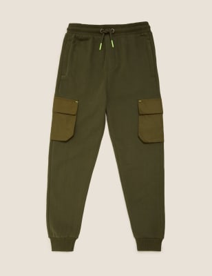 Jogging cargo en coton (du 6 au 14 ans) - Khaki