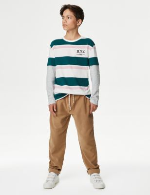 M&S Boys Relaxed Cotton Rich Skater Chinos (6-16 Yrs) - 12-13 - Coffee, Coffee,Navy,Air Force Blue,E