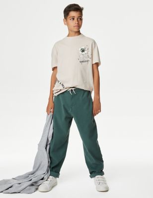 

Boys M&S Collection Relaxed Cotton Rich Elasticated Waist Chinos (6-16 Yrs) - Bottle Green, Bottle Green