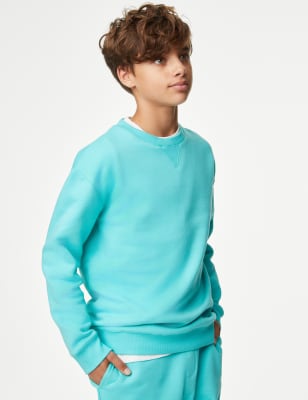 

Boys,Unisex,Girls M&S Collection Cotton Rich Plain Sweatshirt (6-16 Yrs) - Aqua, Aqua