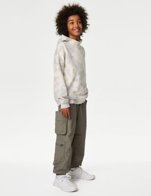M&S Boy's Relaxed Pure Cotton Cargo Trousers (6-16 Yrs) - 12-13 - Sage Green, Sage Green