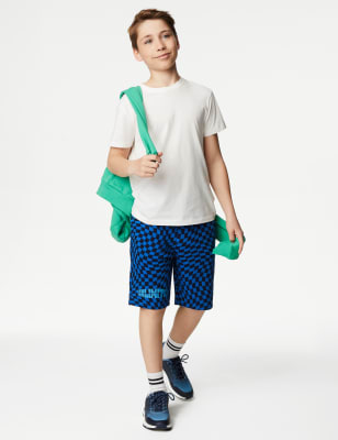 

Boys M&S Collection Cotton Rich Checked Shorts (6 - 16 Yrs) - Blue Mix, Blue Mix