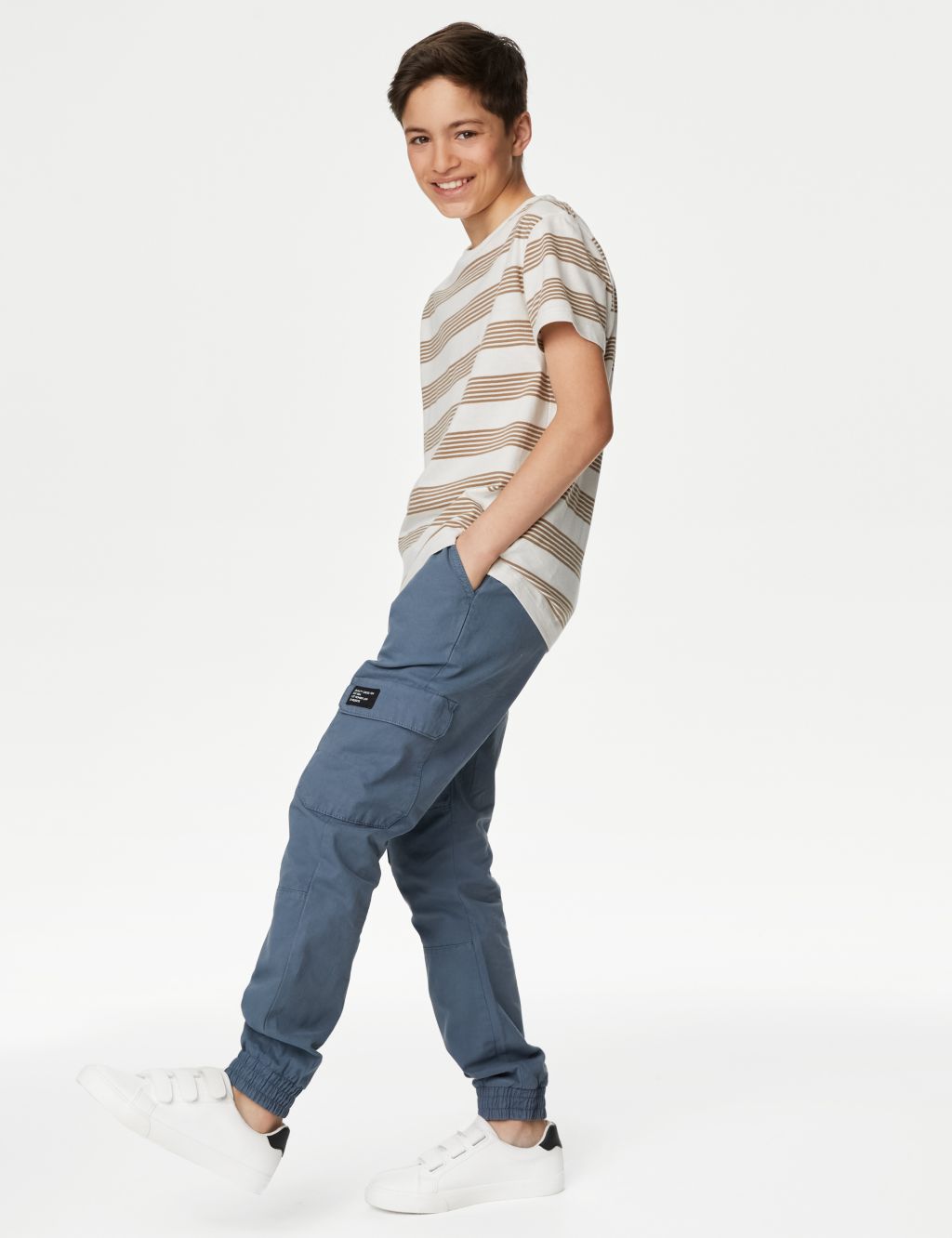 Pure Cotton Cargo Trousers (6-16 Yrs) image 1