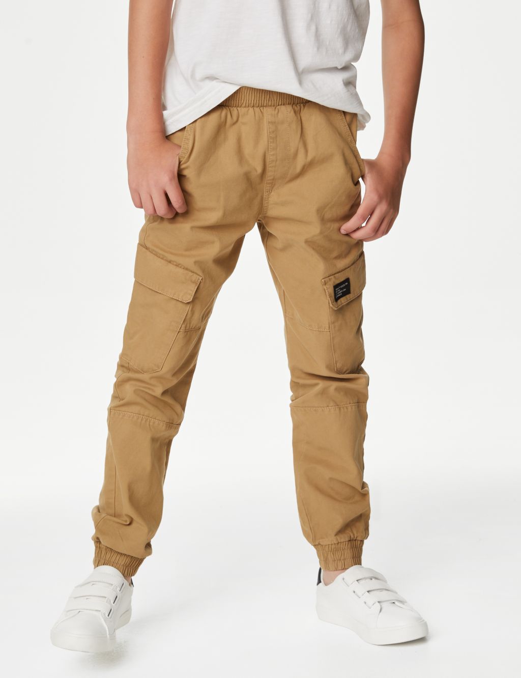Pure Cotton Cargo Trousers (6-16 Yrs) image 3