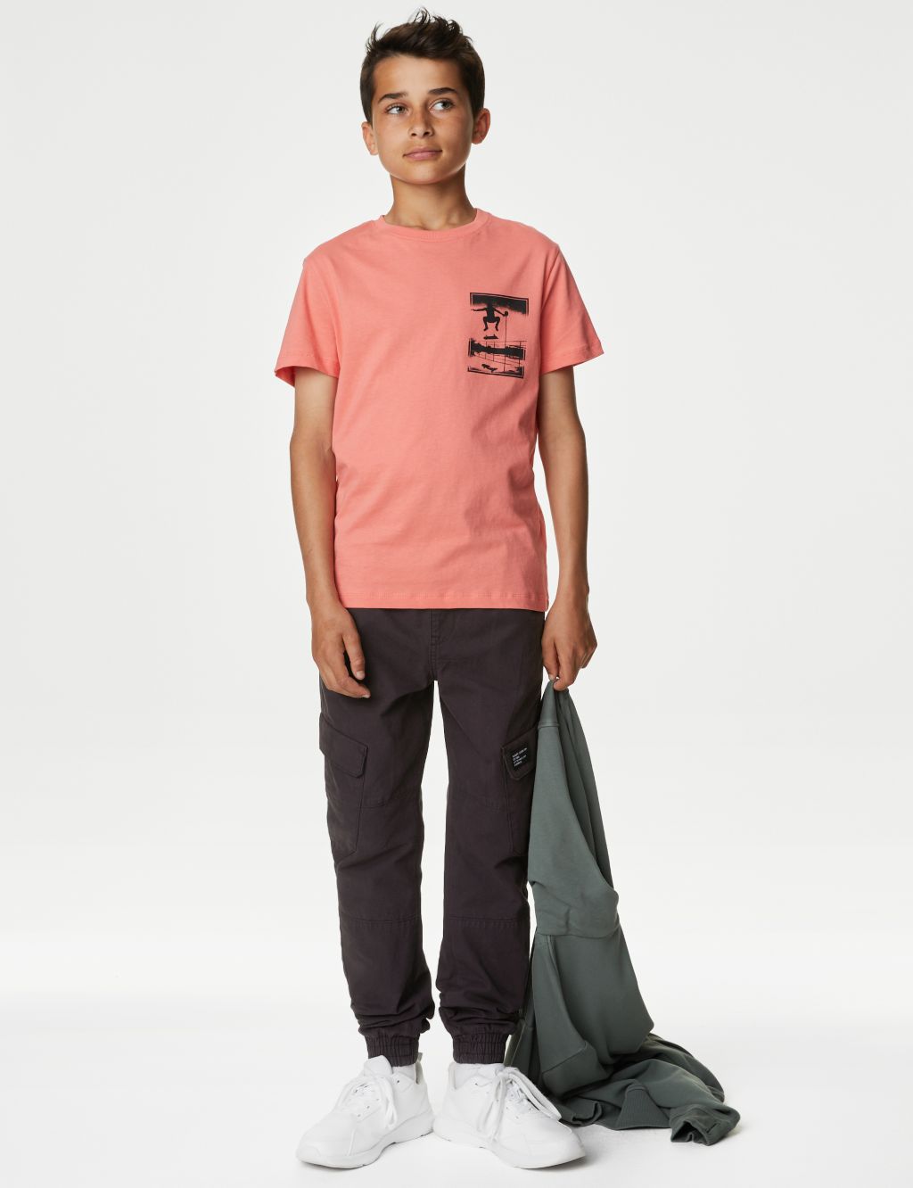 Pure Cotton Cargo Trousers (6-16 Yrs) image 1