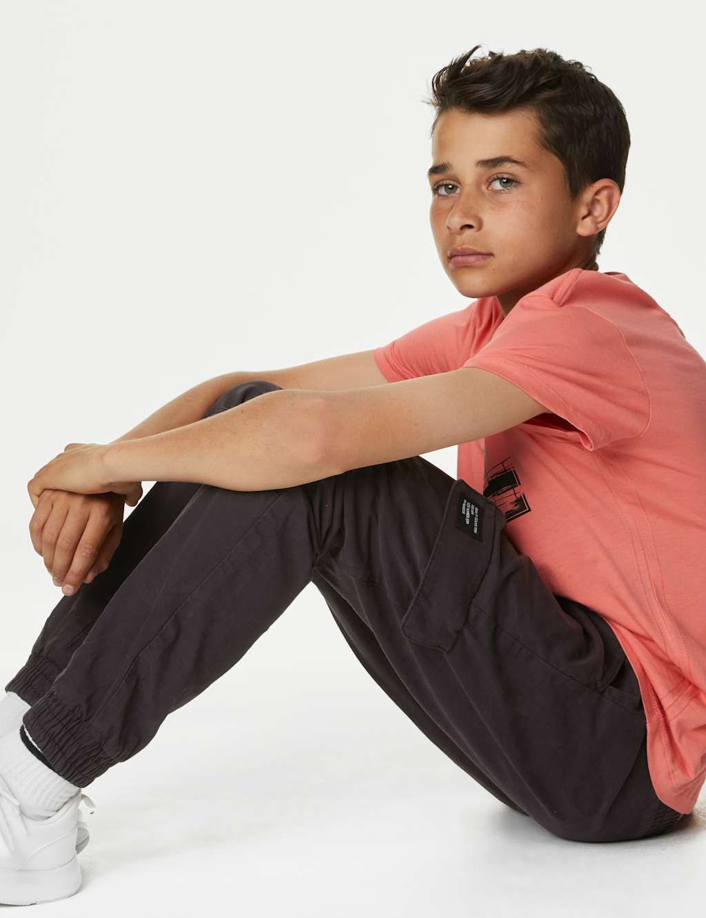Pure Cotton Cargo Trousers (6-16 Yrs) image 2