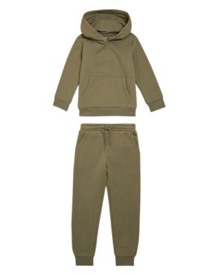 M&S Boys Cotton Rich Hoodie and Jogger Set (6-16 Yrs)