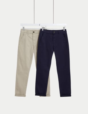 

Boys M&S Collection 2pk Cotton Rich Chinos (6-16 Yrs) - Navy Mix, Navy Mix