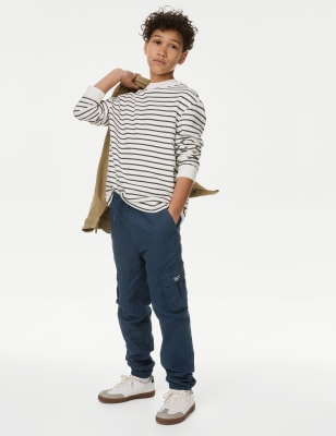 Pure Cotton Cargo Trousers (6-16 Yrs)