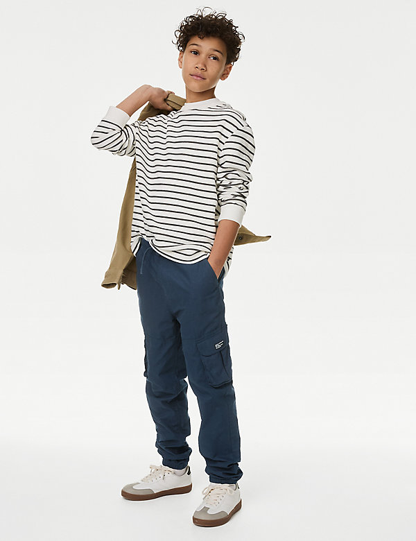 Pure Cotton Cargo Trousers (6-16 Yrs) - AT