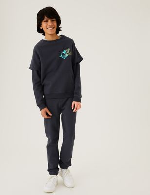 

Boys M&S Collection Cotton Rich Sweatshirt and Joggers Set (6-16 Yrs) - Charcoal, Charcoal