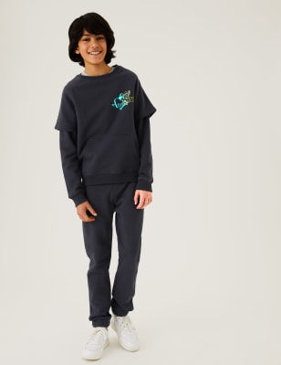 

M&S Collection Conjunto de algodón de sudadera y pantalón deportivo (6-16 años) - Charcoal, Charcoal