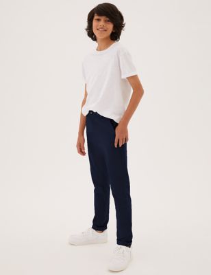 Boys M&S Collection Cotton Rich Chinos with Stretch (3-16 Yrs) - Navy, Navy