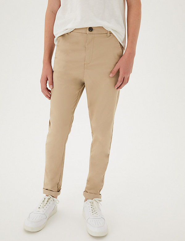Marks And Spencer Boys Khaki Chino Trousers Age 12-13 Short Leg With Stretch... 