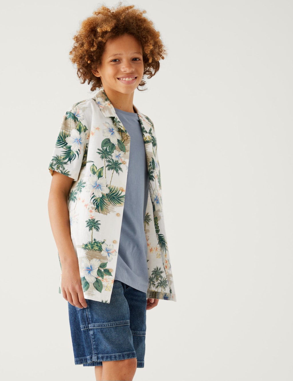 Pure Cotton Hawaiian Print Shirt (6 - 16 Yrs) image 1