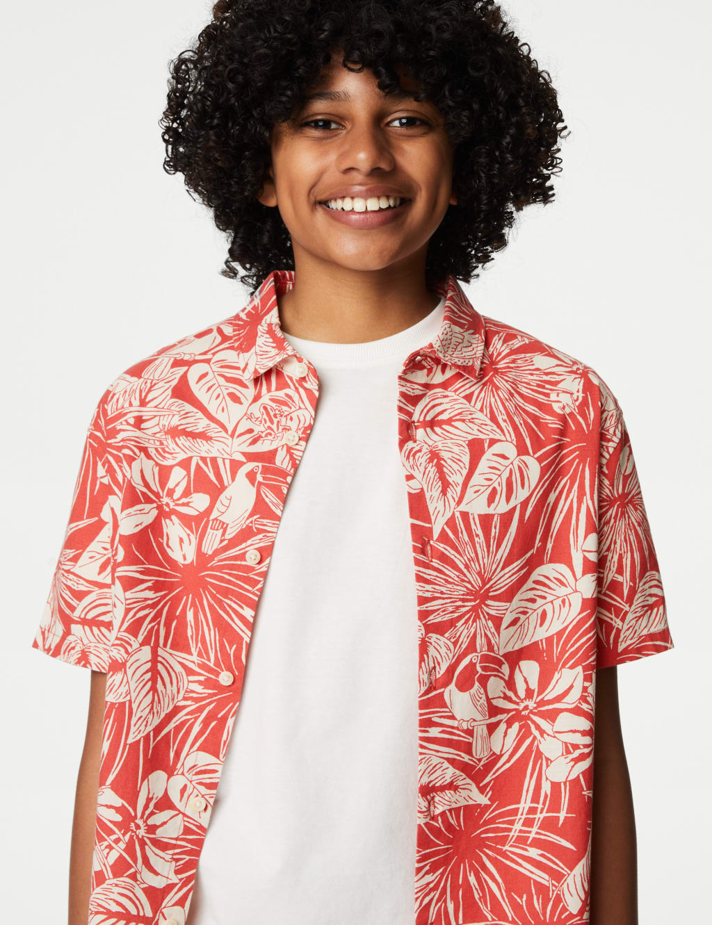 Pure Cotton Parrot Print Shirt (6-16 Yrs) image 1