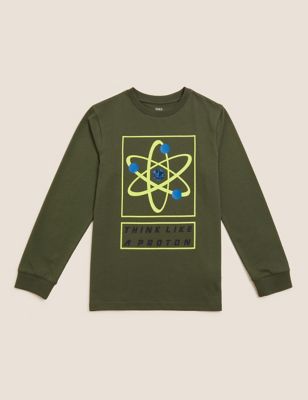 M&S Boys Pure Cotton Science Graphic Top (6-16 Yrs)