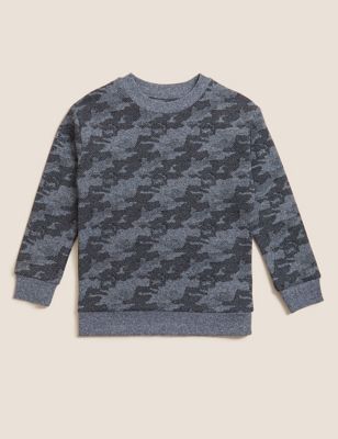 M&S Boys Cotton Rich Camouflage Sweatshirt (6-16 Yrs)