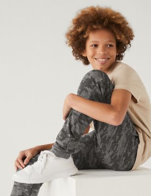Marks And Spencer Boys M&S Collection Cotton Rich Camouflage Joggers (6-16 Yrs) - Grey Mix, Grey Mix