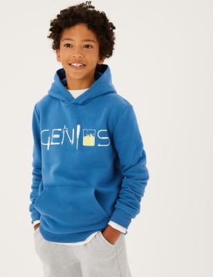 

Boys M&S Collection Cotton Rich Slogan Hoodie - Dark Blue, Dark Blue