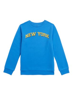 

Boys M&S Collection Cotton Rich New York Slogan Sweatshirt (6-16 Yrs) - Bright Blue, Bright Blue