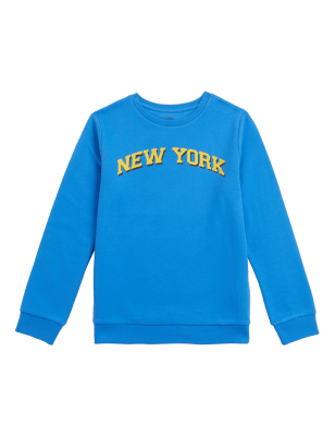 

Boys M&S Collection Cotton Rich New York Slogan Sweatshirt (6-16 Yrs) - Bright Blue, Bright Blue