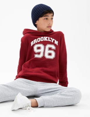 

M&S Collection Sudadera con capucha de algodón con texto 'Brooklyn 96' (6-16 años) - Oxide, Oxide