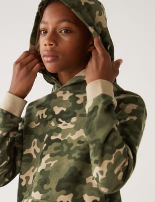 Cotton Rich Camouflage Hoodie