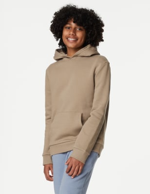 Boys,Girls,Unisex M&S Collection Cotton Rich Plain Hoodie (6-16 Yrs) - Coffee, Coffee