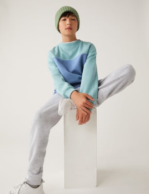 

Boys M&S Collection Cotton Rich Colour Block Sweatshirt (6-16 Yrs) - Blue Mix, Blue Mix