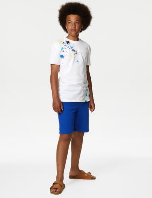 

M&S Collection 2er-Pack Outfit (Oberteil/Hose) mit hohem Baumwollanteil und Farbspritzer-Motiv (6-16 J.) - Blue Mix, Blue Mix