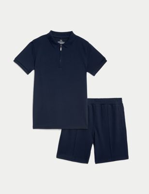 Cotton Blend Polo Shirt and Shorts Set (6-16 Yrs)