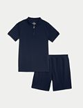 Set aus Poloshirt und Shorts aus Baumwollmischgewebe (6–16 J.)