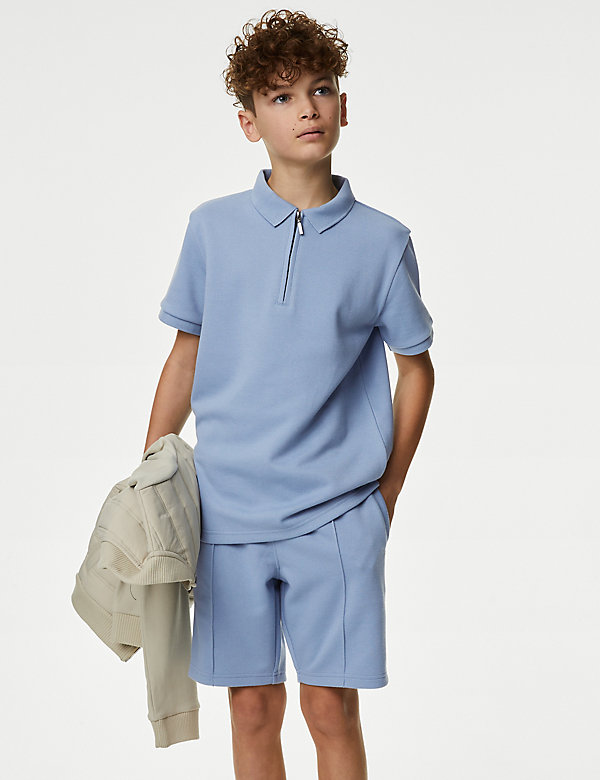 Cotton Blend Polo Shirt and Shorts Set (6-16 Yrs) - GR