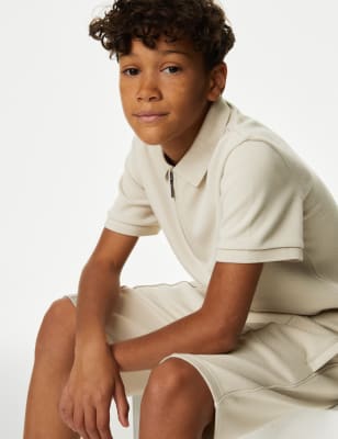 

M&S Collection Set aus Poloshirt und Shorts aus Baumwollmischgewebe (6-16 J.) - Stone, Stone