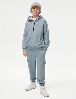 

Boys M&S Collection 2pc Cotton Rich Hoodie & Jogger Set (6-16 Yrs) - Dusty Blue, Dusty Blue