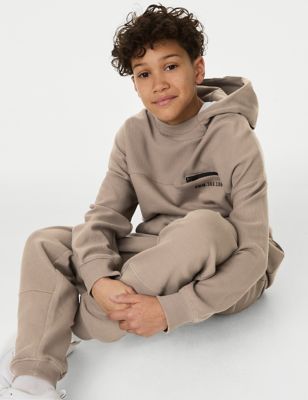 

Boys M&S Collection 2pc Cotton Rich Hoodie and Jogger Outfit (6-16 Years) - Neutral, Neutral