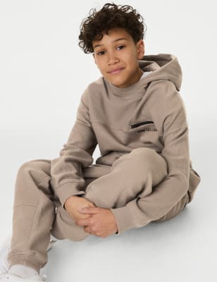 

M&S Collection 2-teiliges Outfit aus Hoodie und Jogginghose mit hohem Baumwollanteil (6-16 J.) - Neutral, Neutral