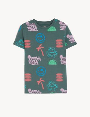 Pure Cotton Patterned T-Shirt (6-16 Yrs)