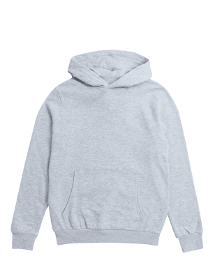 

Boys M&S Collection Unisex Cotton Rich Hooded Sweatshirt (6-16 Yrs) - Grey Marl, Grey Marl