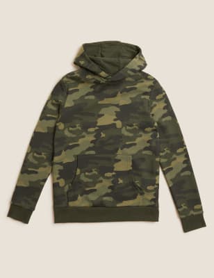 M&S Boys Organic Cotton Camouflage Hoodie (6-16 Yrs)