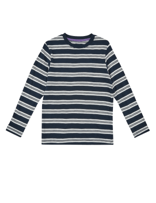 

Boys M&S Collection Organic Cotton Striped Top (6-16 Yrs) - Navy, Navy