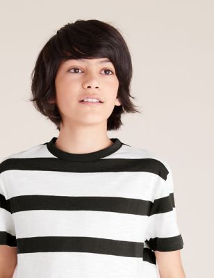 T-shirt 100 % coton à rayures (du 6 au 16 ans) - Carbon