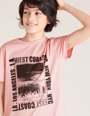 

M&S Collection Camiseta 100% algodón con estampado costero (6-16 años) - Pink, Pink